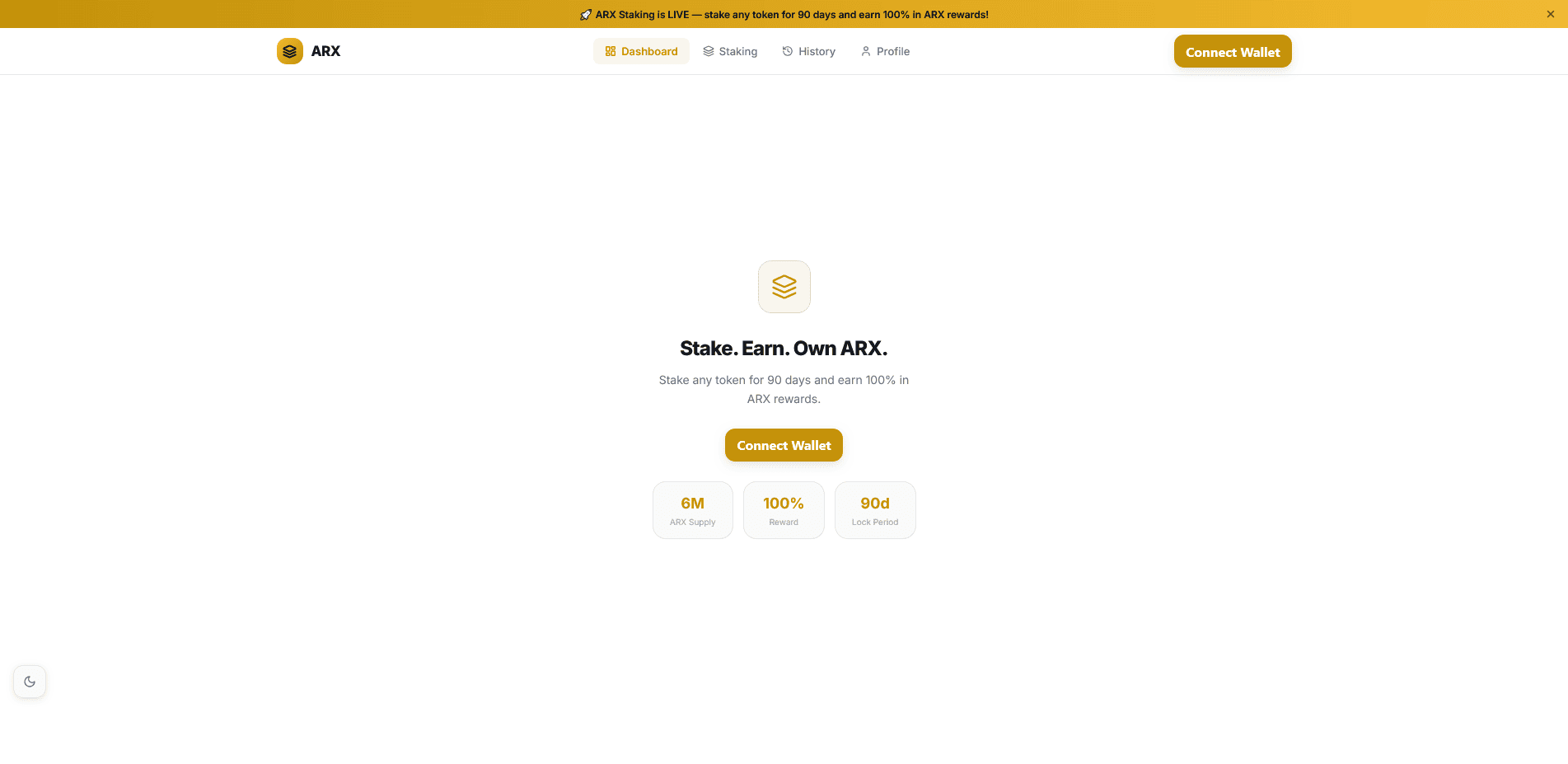 ARX Staking paneli